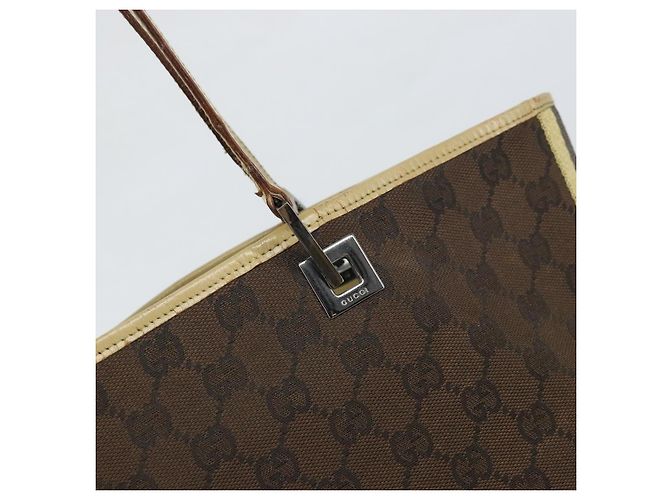 Borsa Tote GG Canvas Gucci Marrone Scuro Argento 31243 Auth ep13258 - vista 18