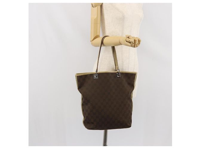 Borsa Tote GG Canvas Gucci Marrone Scuro Argento 31243 Auth ep13258 - vista 24