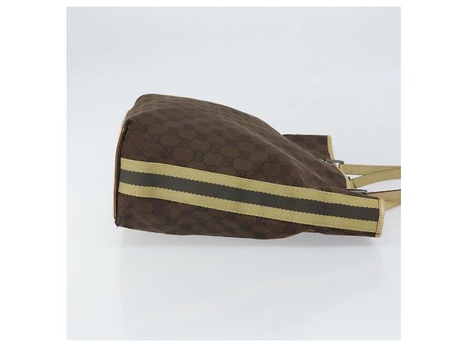 Borsa Tote GG Canvas Gucci Marrone Scuro Argento 31243 Auth ep13258 - vista 3