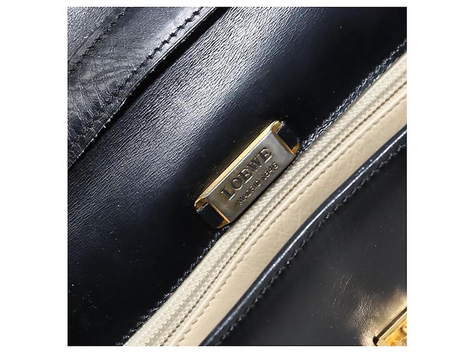 Borsa a mano LOEWE in pelle 2 in 1 nera e oro Auth gh1661 Nero D'oro - vista 19