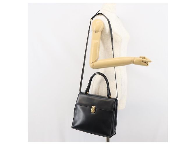 Borsa a mano LOEWE in pelle 2 in 1 nera e oro Auth gh1661 Nero D'oro - vista 25
