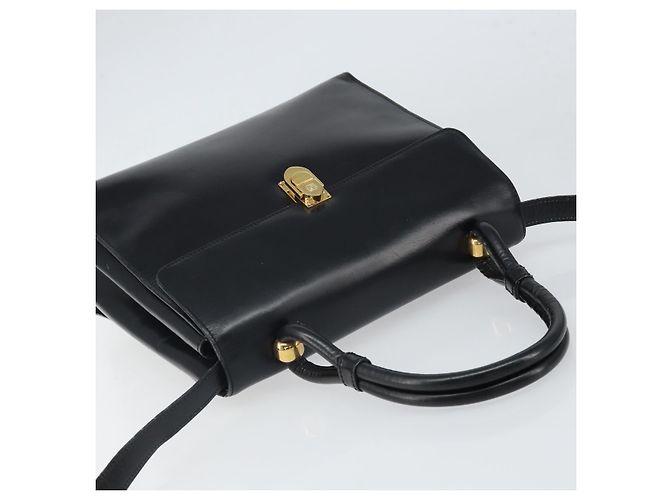 Borsa a mano LOEWE in pelle 2 in 1 nera e oro Auth gh1661 Nero D'oro - vista 6