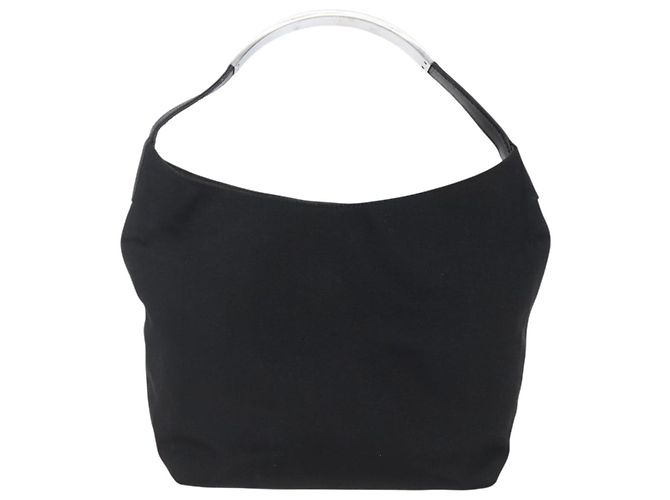 Borsa a mano GUCCI in nylon nero argento autentica 169481 - vista 2