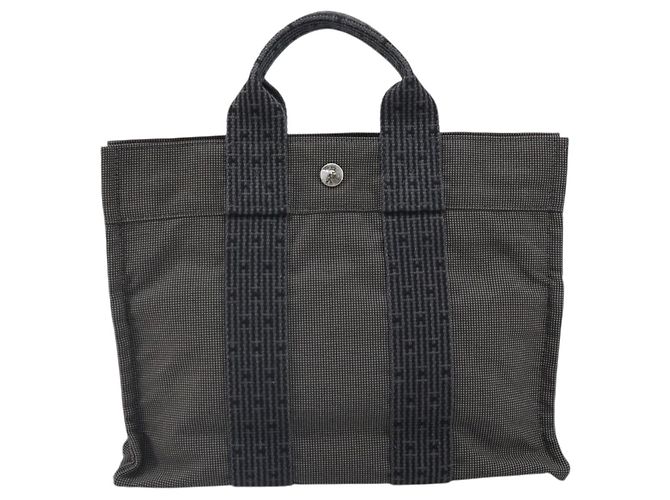 Hermès HERMES Handtasche Her Line PM aus grauem Canvas Auth 170395 Braun - Ansicht 13
