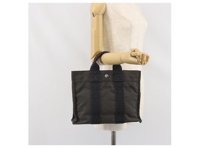 Hermès HERMES Handtasche Her Line PM aus grauem Canvas Auth 170395 Braun - Ansicht 21