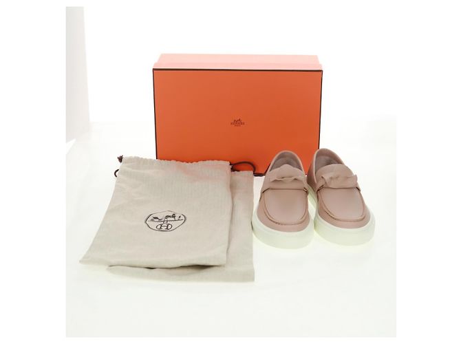 Hermès Sneakers HERMES in pelle beige oro Auth 169145SAM D'oro - vista 12