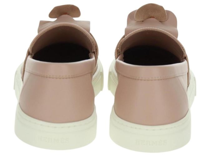 Hermès Sneakers HERMES in pelle beige oro Auth 169145SAM D'oro - vista 3