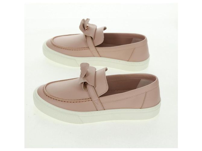 Hermès Sneakers HERMES in pelle beige oro Auth 169145SAM D'oro - vista 4