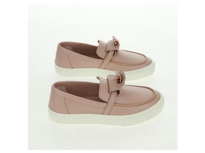 Hermès Sneakers HERMES in pelle beige oro Auth 169145SAM D'oro - vista 5
