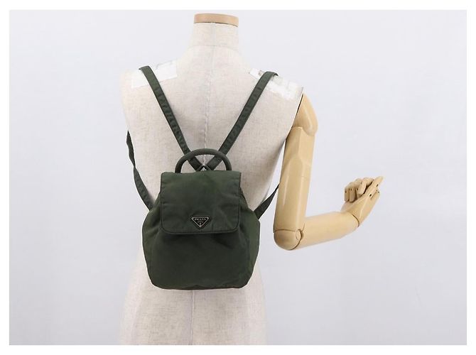 PRADA Backpack Nylon Khaki Silver Auth 166688 Silvery - view 26