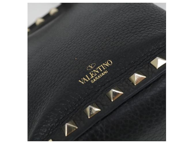 Borsa a mano in pelle Valentino 2 in 1 Nero Oro Auth BA10121 D'oro - vista 18