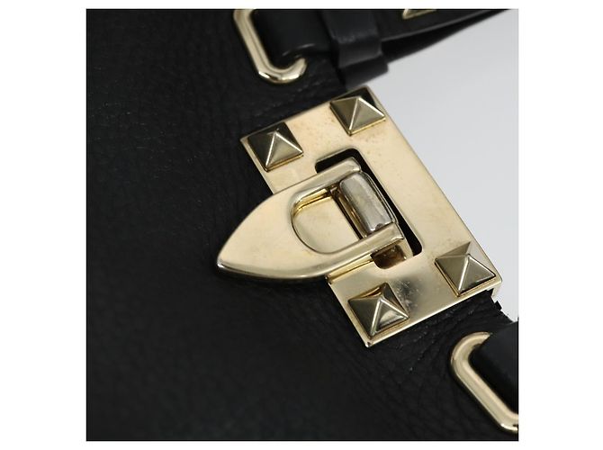 Borsa a mano in pelle Valentino 2 in 1 Nero Oro Auth BA10121 D'oro - vista 19