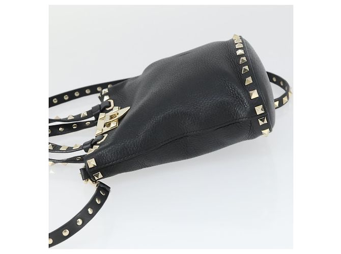 Borsa a mano in pelle Valentino 2 in 1 Nero Oro Auth BA10121 D'oro - vista 4