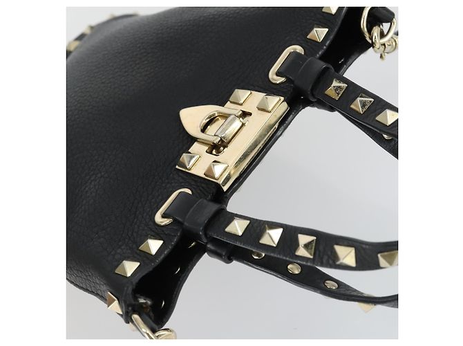 Borsa a mano in pelle Valentino 2 in 1 Nero Oro Auth BA10121 D'oro - vista 6