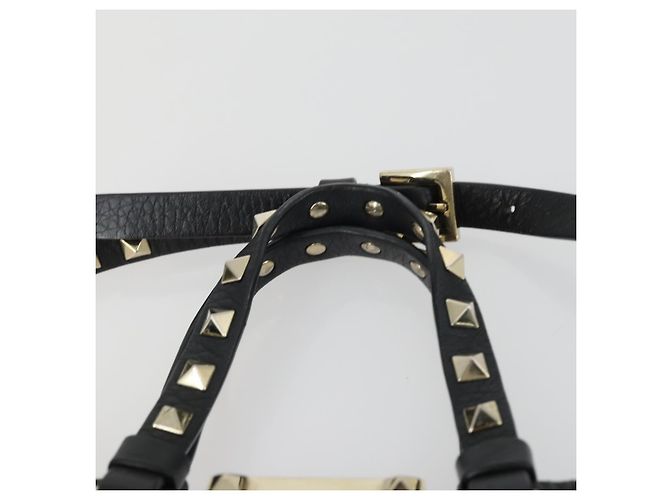 Borsa a mano in pelle Valentino 2 in 1 Nero Oro Auth BA10121 D'oro - vista 9