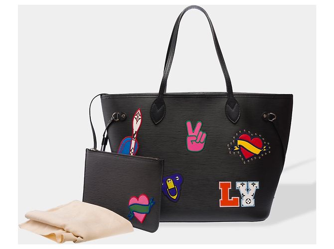 Borsa LOUIS VUITTON Neverfull in Pelle Nera - 103299 Nero - vista 2