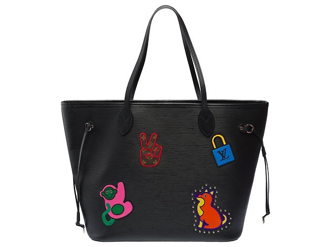 Borsa LOUIS VUITTON Neverfull in Pelle Nera - 103299 Nero - vista 5