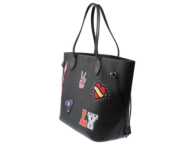 Borsa LOUIS VUITTON Neverfull in Pelle Nera - 103299 Nero - vista 6
