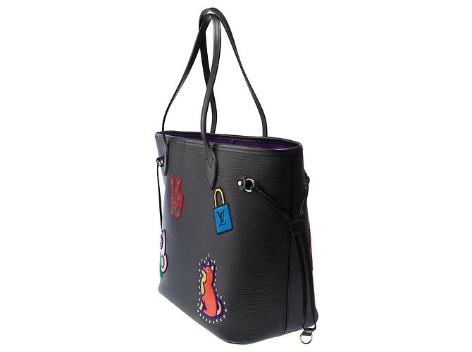 Borsa LOUIS VUITTON Neverfull in Pelle Nera - 103299 Nero - vista 7