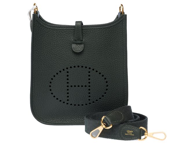 Hermès Borsa HERMES Mini Evelyne in Pelle Verde - 103300 - vista 3