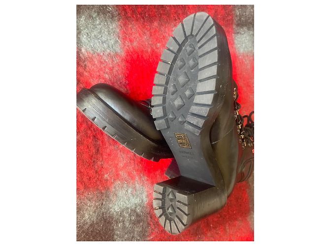 Stivali Biker Hermès in pelle nera Nero - vista 3