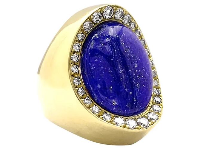 Autre Marque Anello Aldebert, oro giallo, lapislazzuli e diamanti.35055A - vista 2