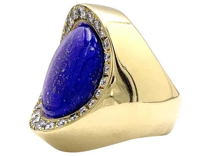 Autre Marque Anello Aldebert, oro giallo, lapislazzuli e diamanti.35055A - vista 3