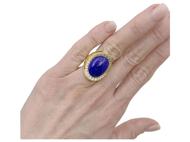 Autre Marque Anello Aldebert, oro giallo, lapislazzuli e diamanti.35055A - vista 5