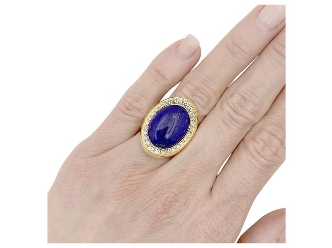 Autre Marque Anello Aldebert, oro giallo, lapislazzuli e diamanti.35055A - vista 6