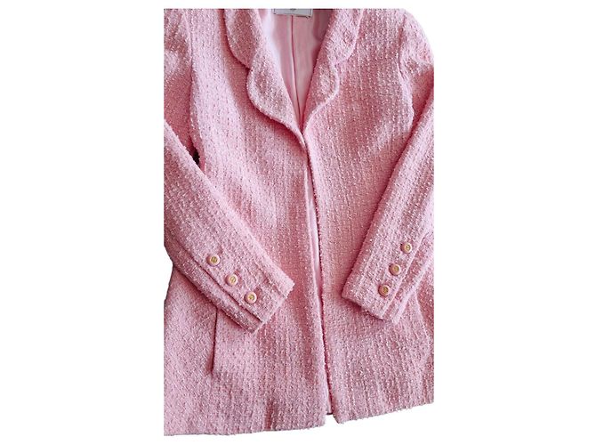 Giacca Chanel in Tweed Rosa e Bianca Bianco - vista 2