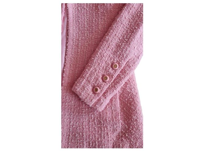 Giacca Chanel in Tweed Rosa e Bianca Bianco - vista 3