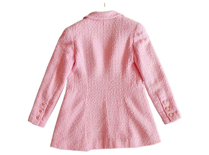 Giacca Chanel in Tweed Rosa e Bianca Bianco - vista 6