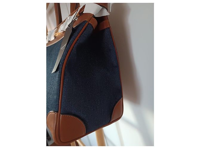 Borsa tote Saint Laurent Manhattan Marrone e Blu Scuro in Pelle - vista 4
