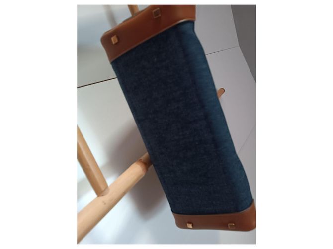 Borsa tote Saint Laurent Manhattan Marrone e Blu Scuro in Pelle - vista 6