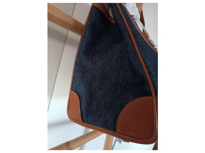 Borsa tote Saint Laurent Manhattan Marrone e Blu Scuro in Pelle - vista 7