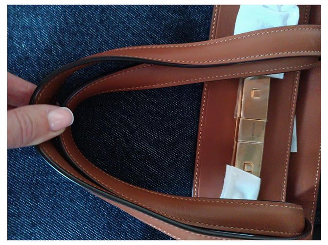 Borsa tote Saint Laurent Manhattan Marrone e Blu Scuro in Pelle - vista 8