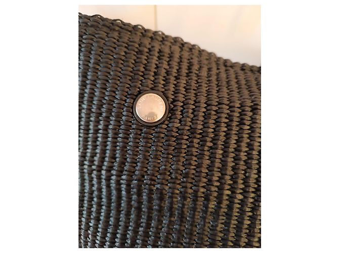 Cabas Rive Gauche Saint Laurent Borsa Rive Gauche Xxxl Paglia Nera Nero - vista 4