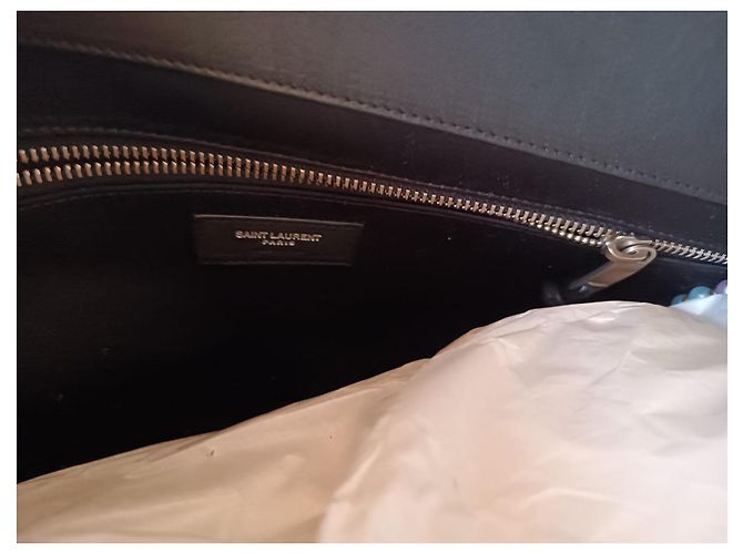Cabas Rive Gauche Saint Laurent Borsa Rive Gauche Xxxl Paglia Nera Nero - vista 6