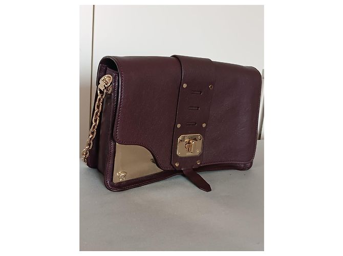 Borsa a mano Versace in pelle rosso scuro Bordò - vista 4