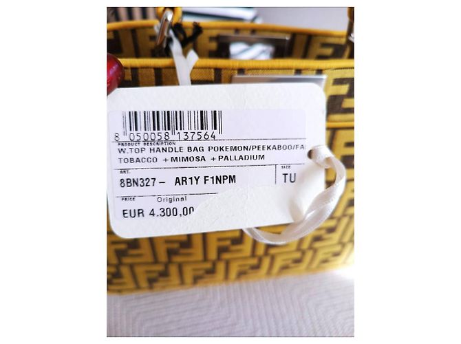 Sac à main Fendi Picaboo mini jaune en tissu - vue 2