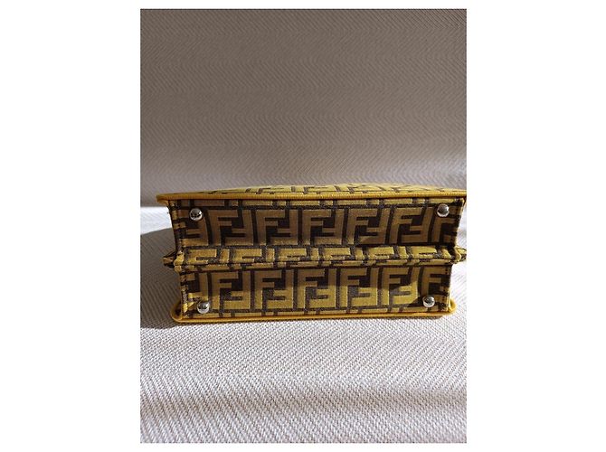 Sac à main Fendi Picaboo mini jaune en tissu - vue 8