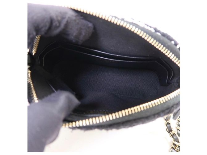 Borsa Chanel in tweed nero - vista 4