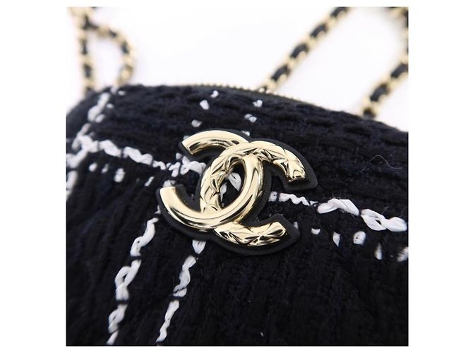Borsa Chanel in tweed nero - vista 7