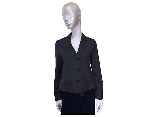 Autre Marque mfpen Work Blazer Dunkelgrau Gestreift Wolle Anthrazitgrau - Ansicht 10