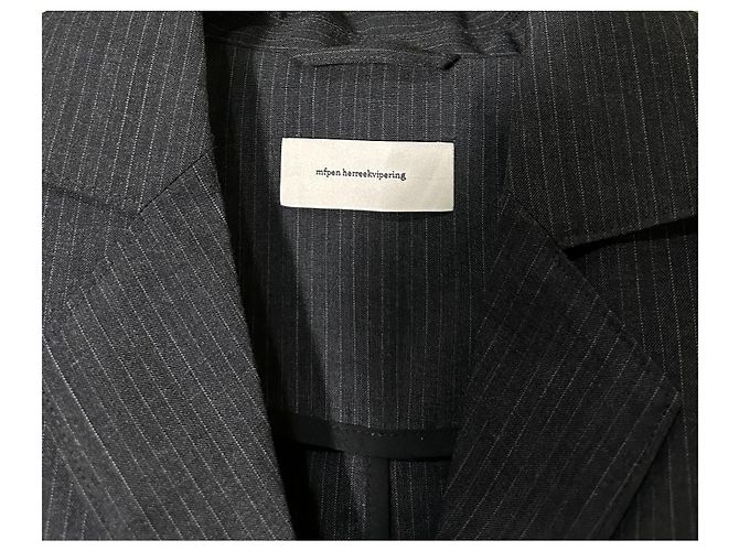 Autre Marque mfpen Work Blazer Dunkelgrau Gestreift Wolle Anthrazitgrau - Ansicht 7