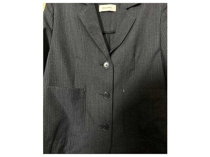 Autre Marque mfpen Work Blazer Dunkelgrau Gestreift Wolle Anthrazitgrau - Ansicht 8
