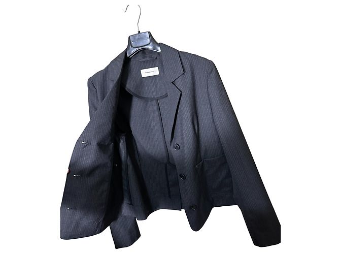 Autre Marque mfpen Work Blazer Dunkelgrau Gestreift Wolle Anthrazitgrau - Ansicht 9