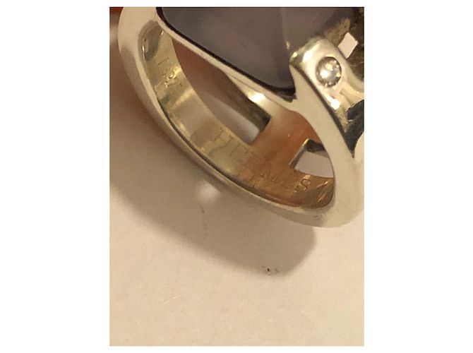 Anillo Hermès de plata con piedra de luna y diamante - vista 21