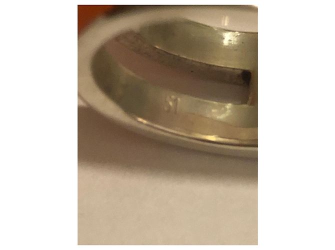 Anillo Hermès de plata con piedra de luna y diamante - vista 9