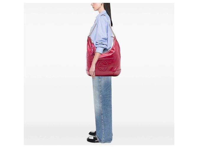 Borsa a Spalla Soho in Pelle Laccata Rossa Gucci Rosso - vista 7